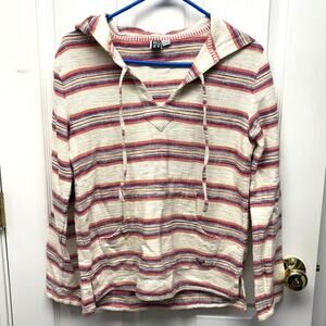 Roxy Beach Poncho Weaved Cotton Striped Hoodie, Boho, Baja, Ocean 
Wear, Size M